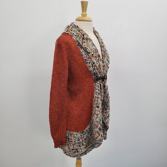 Ponsesa Cardigan Sweater Womens Size M Toggle Button Rust Color Fall Boho Fairy - Picture 2 of 15